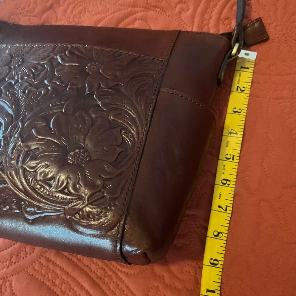 Patricia Nash Aveley British Brown Western Tooled Leather Crossbody Shoulder Bag - Picture 10 of 16